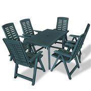 Antibes Outdoor - Outdoor Dining Plastic Green Set 7pce
