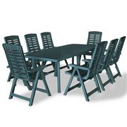 Antibes Outdoor - Outdoor Dining Plastic Green Set 9pce