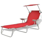 Antibes Outdoor - Sun Lounger W/Canopy Steel Red