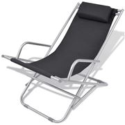 Antibes Outdoor - Reclining Deck Chairs Steel Black 2Pce