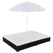 Antibes Outdoor - Outdoor Lounge Bed W/Umbrella Rattan Black