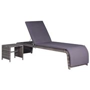 Antibes Outdoor - Sun Lounger W/Table Poly Rattan Grey