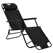 Antibes Outdoor - Folding Sun Loungers W/Footrests Blk 2Pce