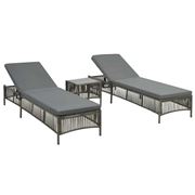 Antibes Outdoor - Sun Loungers W/Table Poly Rattan Grey 2Pce