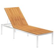 Antibes Outdoor - Sun Lounger Solid Acacia Stainless Steel