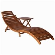 Antibes Outdoor - Sun Lounger W/Table Brown Solid Acacia 