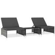 Antibes Outdoor - Sun Loungers W/Table Rattan Grey 2Pce