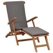Antibes Outdoor - Deck Chair W/Cushion Dark Grey Solid Teak