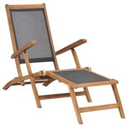 Antibes Outdoor - Deck Chair W/Footrest Solid Teak Black