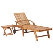 Antibes Outdoor - Sun Lounger W/Table Solid Teak