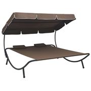 Antibes Outdoor - Outdoor Lounge Bed W/Canopy Pillows Brown