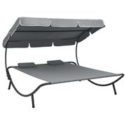Antibes Outdoor - Outdoor Lounge Bed W/Canopy Pillows Grey