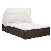 Antibes Outdoor - 2-Person Sunbed W/Cushion Rattan Brown