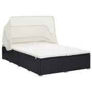 Antibes Outdoor - 2-Person Sunbed W/Cushion Rattan Black