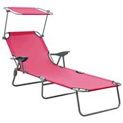 Antibes Outdoor - Sun Lounger W/Canopy Steel Pink