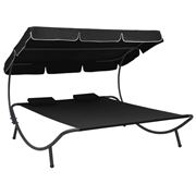 Antibes Outdoor - Outdoor Lounge Bed W/Canopy Pillows Black