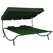 Antibes Outdoor - Outdoor Lounge Bed W/Canopy Pillows Green