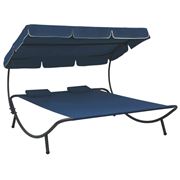 Antibes Outdoor - Outdoor Lounge Bed W/Canopy Pillows Blue