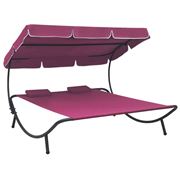 Antibes Outdoor - Outdoor Lounge Bed W/Canopy Pillows Pink