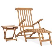 Antibes Outdoor - Garden Deck Chair W/Footrest Table Teak