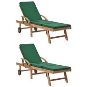 Antibes Outdoor - Sun Loungers W/Cushions Teak Green 2Pce