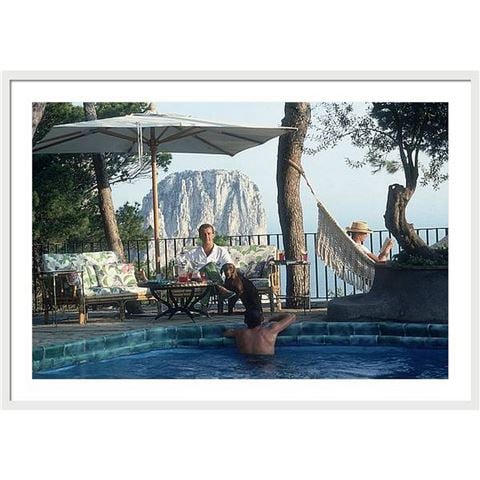 Slim Aarons Capri Hotel White Frame 96x66cm - Peter's of Kensington