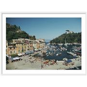 Slim Aarons - Portofino Harbour White Frame 96x68cm
