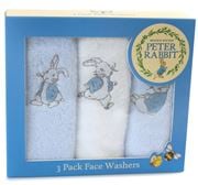 Peter Rabbit - Hop Little Rabbit Face Washers Blue Set 3pce