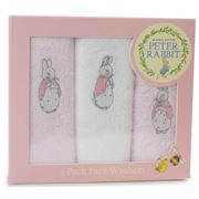 Peter Rabbit - Hop Little Rabbit Face Washers Pink Set 3pce