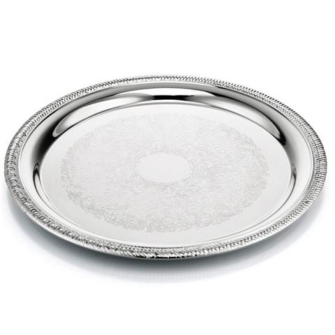Whitehill - Silver Plated Round Tray Gadroon Edge 35cm