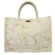 Iosifina - Floral Fabric Tote Bag Gold & Cream Large