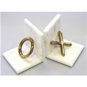 Flair Decor - Bevelled Marble / Gold Look X & O Bookends
