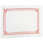 Serenk - Red Greek Key White Linen Placemat 38x50cm