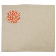 Serenk - Round Coral Orange Natural Linen Placemat 38x50cm