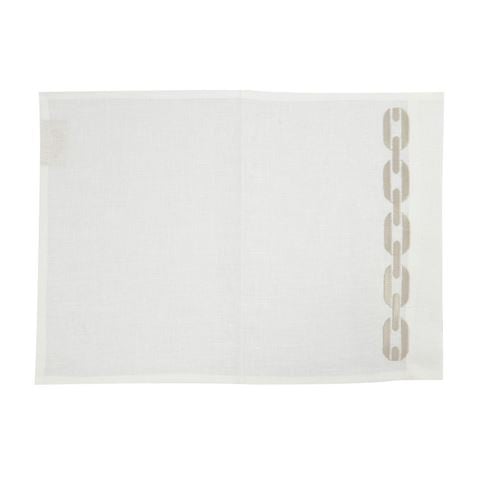 Serenk Silver Chain White Linen Guest Towel 25x35cm - Peter's of Kensington