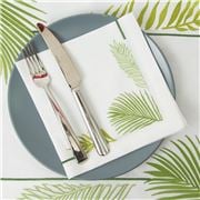 Serenk - Green Large Palms White Linen Napkin 40x40cm