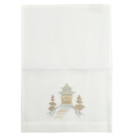 Serenk Pagoda White Linen Guest Towel 25x35cm - Peter's of Kensington