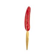 Peter's - Gold Feather Letter Opener w/Blended Red Enamel
