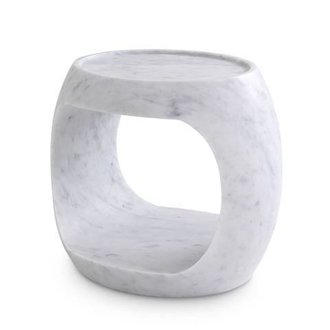 Vandenberg - Side Table Clipper Low Honed White Marble