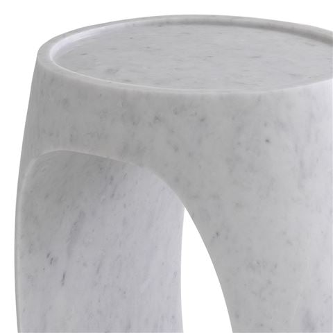 Vandenberg - Side Table CLipper High Honed White Marble