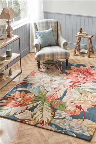 Sanderson Dahlia & Rosehip Rug Teal 240x170cm - Peter's of Kensington