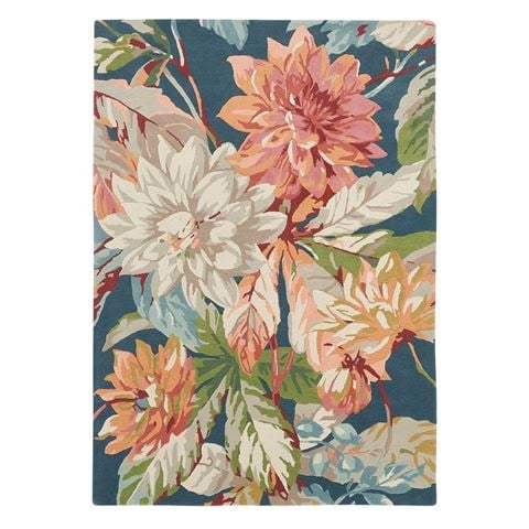 Sanderson Dahlia & Rosehip Rug Teal 240x170cm - Peter's of Kensington