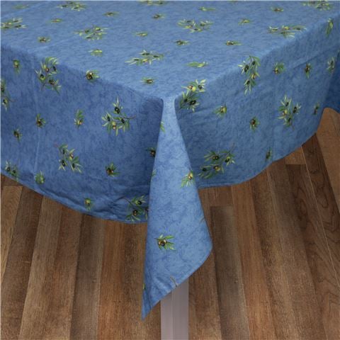 L'Ensoleillade Olive Grove Blue Tablecloth Coated 155x300cm - Peter's of Kensington