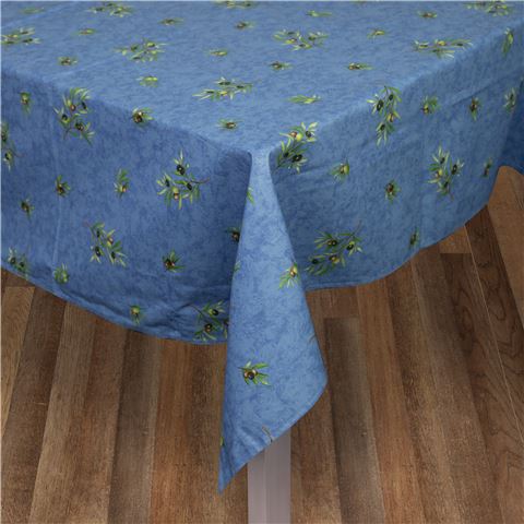 L'Ensoleillade Olive Grove Blue Tablecloth Coated 155x300cm - Peter's of Kensington