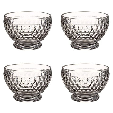 Villeroy & Boch - Boston Clear Crystal Glass Faceted Bowl Set 4pcs
