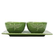 French Country - Dragonfly Green Condiment Set 3pce