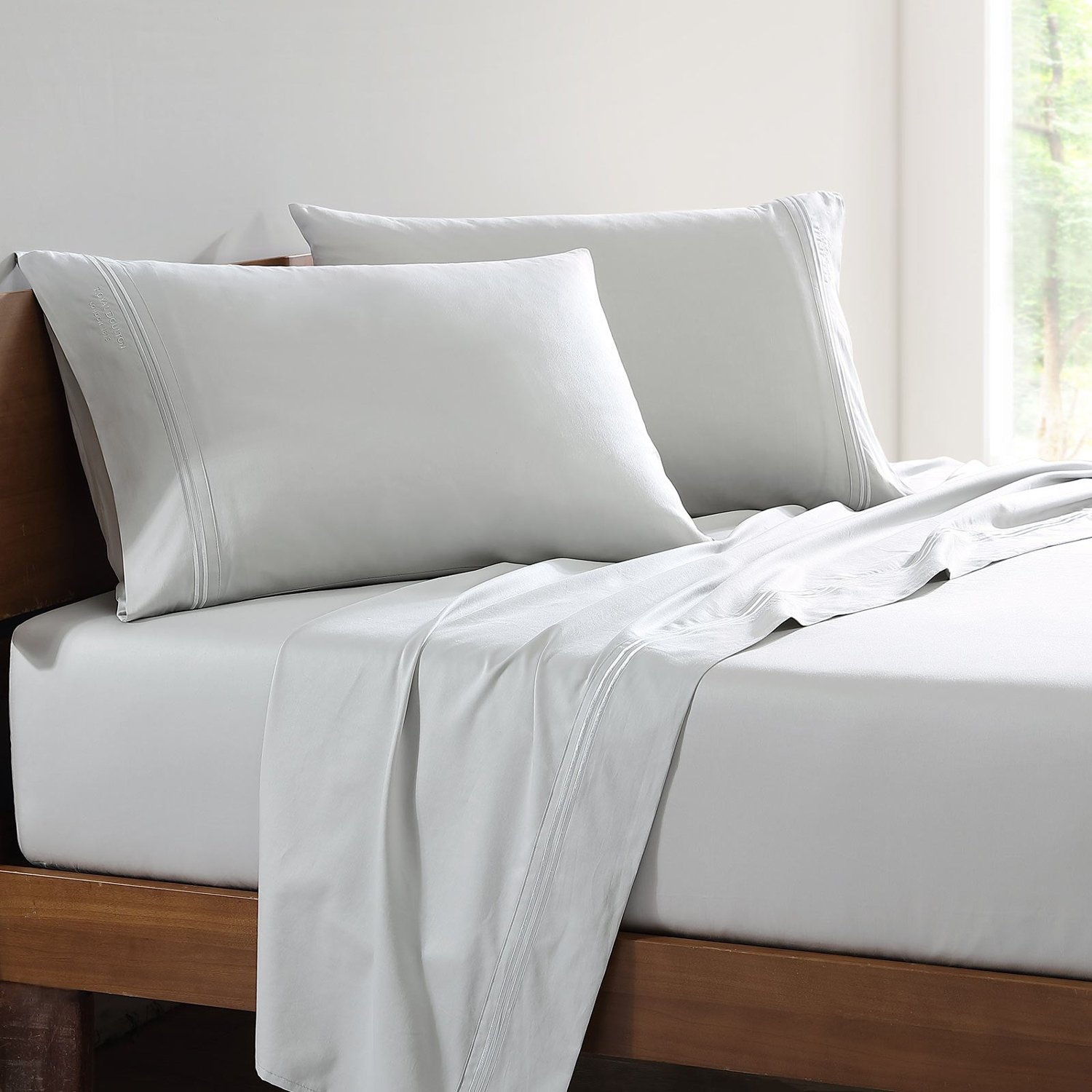 Royal Doulton Bedding Sateen Sheet Silver MK 500TC Set 4pc Peter's