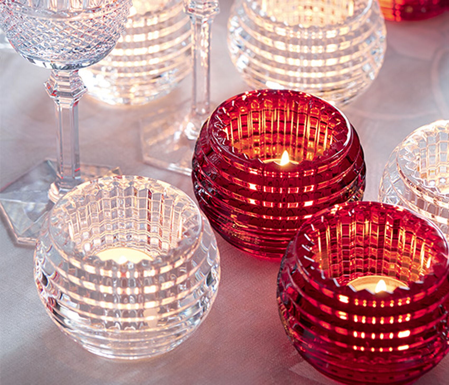 Baccarat Eye Votive Candle Holder Red Set 2pce Peter's of Kensington