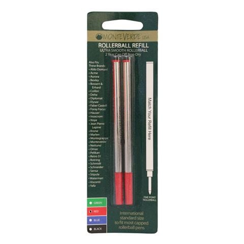 Monteverde - Stainless Steel & Ceramic Rollerball Pen Refill Set Red