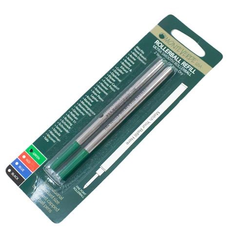 Monteverde - Stainless Steel & Ceramic Rollerball Pen Refill Set Green 2pce